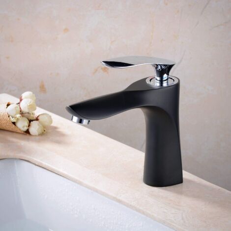 Bathroom Faucet Black Paint Basin Faucet Bathroom Sink Mixer（with hose）