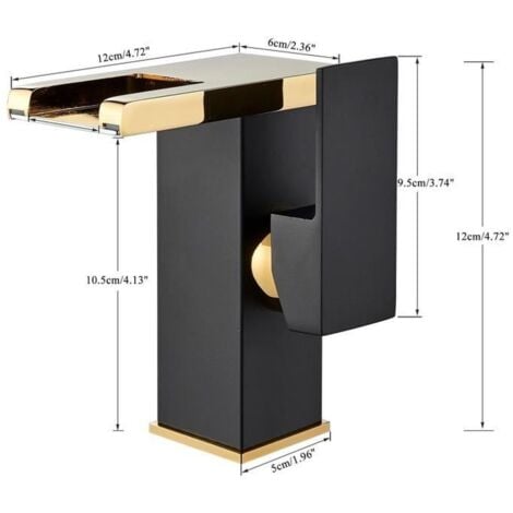 LED Waterfall Basin Faucet-black and gold bathroom faucet-golden sink mixer-vintage faucet-brass