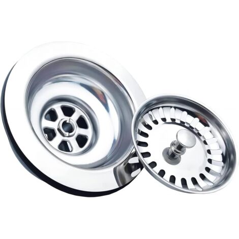 Sink drain without overflow stainless steel basket ø 110 mm 1½", Stainless steel + ABS, Drain + Basket