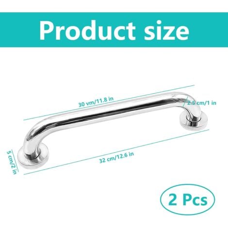 2 Pack Grab Bars for Bathtubs and Showers, Anti Slip Shower Grab Bars Stainless Steel Handle Wall Mounted Safety Bars