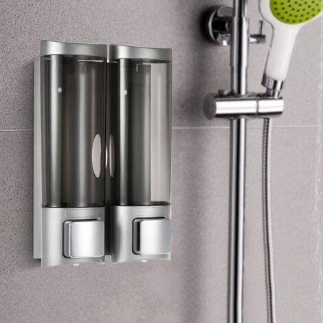200mlx2 Wall Mounted Manual Soap Dispenser, Liquid, Shampoo Shower Gel Liquid Dispenser