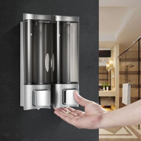 200mlx2 Wall Mounted Manual Soap Dispenser, Liquid, Shampoo Shower Gel Liquid Dispenser