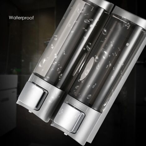 200mlx2 Wall Mounted Manual Soap Dispenser, Liquid, Shampoo Shower Gel Liquid Dispenser