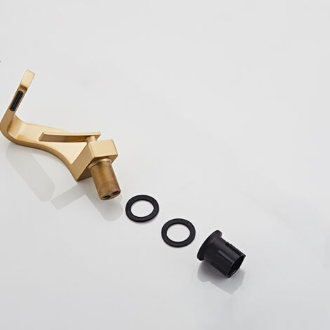 Modern Waterfall Basin Faucet for Bathroom Single Lever Mixer Tap Bathroom Faucet Brass Faucet，Frosted Gold（Without Hose）