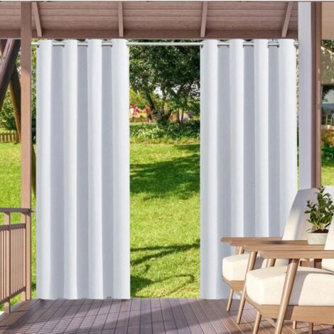 Panel Outdoor and Indoor Curtain Sun Blocking Privacy Grommet Curtains for Pergola Porch Pavilion Garden Lawn Hallway, 132213Cm, White