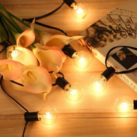 Outdoor Light Garland, Connectable Guinguette Garland 7.6M 25 G40 Bulbs with 3 Replacement Bulbs for Party Garden Wedding Patio