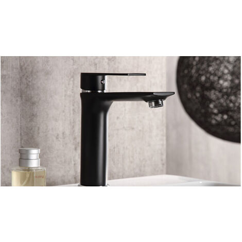 Bathroom Sink Faucet Brass Sink Faucet, Black Painted Faucet, Single Hole Single Handle Kitchen Faucet, Hot and Cold Waterfall Bathroom Sink Faucet