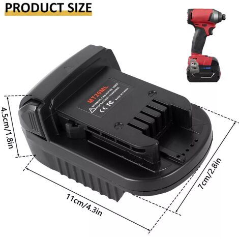 MT20ML Battery Adapter Converter for Milwaukee M18 18V Lithium Cordless Power Tools, Convert with Makita 18V 20V BL1830 BL1840 Battery to Milwaukee 18V Cordless Tool