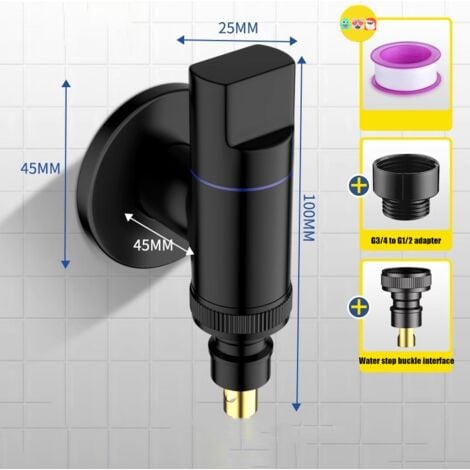 Brass Washing Machine Faucet with Water Stop - Quick Opening Angle Valve