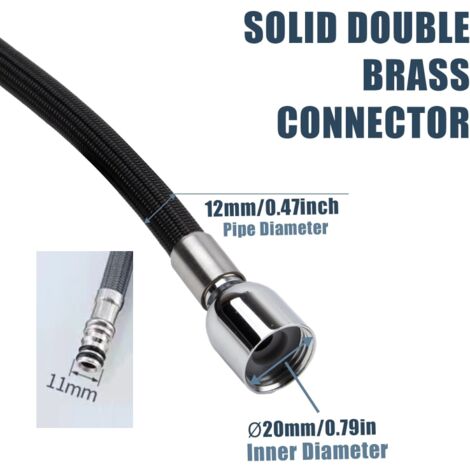 Black Kitchen Faucet Replacement Hose M15 x 1mm x G1/2 Expandable Kitchen Sink Faucet Hose with Quick Connect 150cm Nylon Hose/1.5m Black Loop