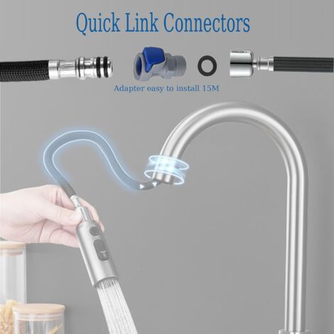 Black Kitchen Faucet Replacement Hose M15 x 1mm x G1/2 Expandable Kitchen Sink Faucet Hose with Quick Connect 150cm Nylon Hose/1.5m Black Loop