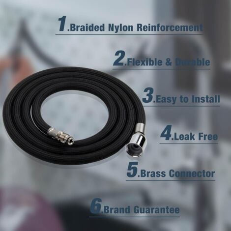 Black Kitchen Faucet Replacement Hose M15 x 1mm x G1/2 Expandable Kitchen Sink Faucet Hose with Quick Connect 150cm Nylon Hose/1.5m Black Loop