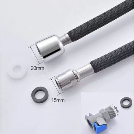 Black Kitchen Faucet Replacement Hose M15 x 1mm x G1/2 Expandable Kitchen Sink Faucet Hose with Quick Connect 150cm/Black 1.5m M15 External Teeth