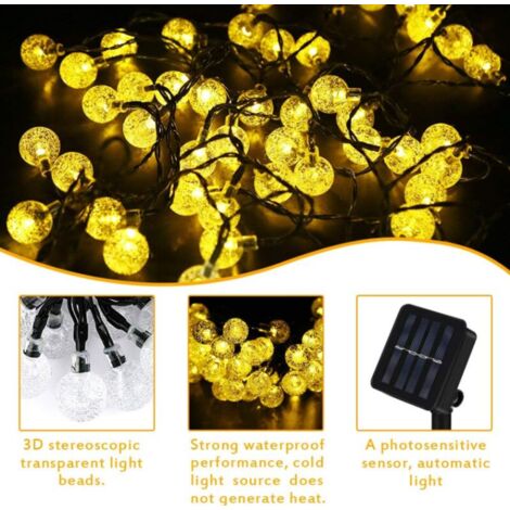 12M 100 LED Solar String Lights Outdoor Warm White with 8 Modes & Waterproof IP65 Decorative Lamp Ideal for Home, Garden, Festival, Christmas Tree