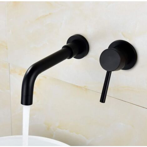 black brass paint faucet, wall mounted bathroom mixer, wall mounted basin faucets, wall mounted basin faucet for bathroom or washbasin