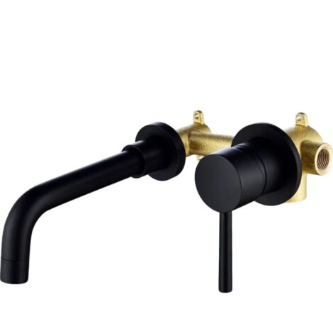 black brass paint faucet, wall mounted bathroom mixer, wall mounted basin faucets, wall mounted basin faucet for bathroom or washbasin