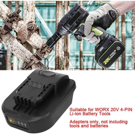 Battery adapter for Makita 18V, converts to WORX 20V 4-pin power tool accessories