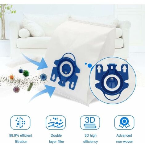 Pack of 10 vacuum cleaner bags for Miele Compact C1, C2 3D Efficiency Bag S700, S241 - S256i, S4000-S4999