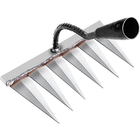 Garden Rake, Gardening Tools, Weeding Rake Gardening Tools, Lawn Rake Aerator Manual 6 Steel Teeth, Garden Hoe for Weeding/Loosening/Sowing (Without Stick)