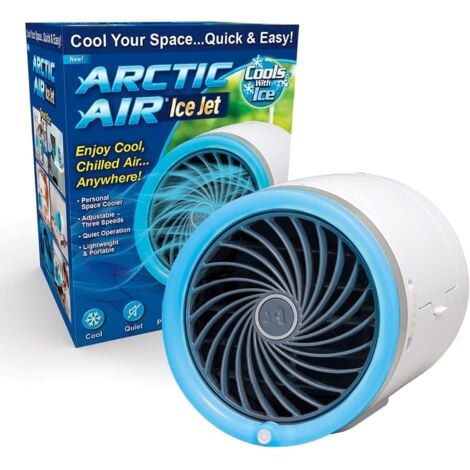Arctic Air Ice Jet Personal Air Cooler, 3 Speed Air Cooler with Reusable Ice Pack, Portable Cooler with Multi-Directional Vents and 7 LED Lights, Quiet Air Cooler for Room