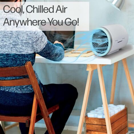 Arctic Air Ice Jet Personal Air Cooler, 3 Speed Air Cooler with Reusable Ice Pack, Portable Cooler with Multi-Directional Vents and 7 LED Lights, Quiet Air Cooler for Room