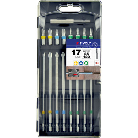 Tivoly • Caja de 17 Puntas de Atornillar L25 y L120mm