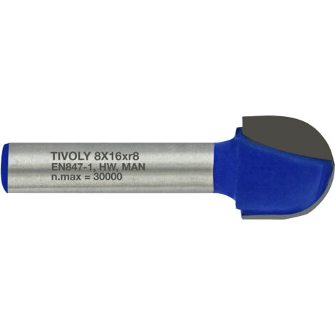 Tivoly • Broca enrutadora de flauta • Ø16 mm • 2 hojas de carburo • Vástago Ø8 mm • Para carpintería (1/2)