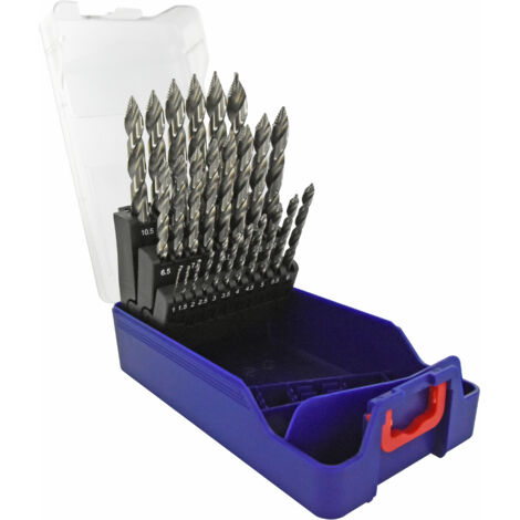 Tivoly • Caja de 25 brocas para metal TSP HSS corte rectificado afilado Tivoly Smart Point Ø 1 a 13mm