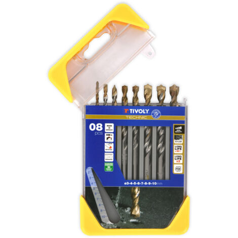 Tivoly • Caja de 8 piezas de brocas técnicas graduadas para hormigón que contienen Ø3-4-5-6-7-8-9-10 mm