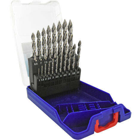 Tivoly • Caja de 19 brocas para metal TSP HSS, corte rectificado - Afilador Tivoly Smart Point Ø 1 a 10mm