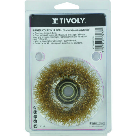 Tivoly XT202520135 - Cepillo de acero latonado, diámetro 80 mm, M14, 80 mm Tivoly XT202520135 - Cepillo de acero latonado, diámetro 80 mm, M14, 80 mm