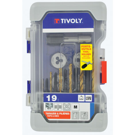 Tivoly • Ranger-Koffer MTF19, 19 Stück Gewindebohrer, Matrizen und Bohrer (1/2)