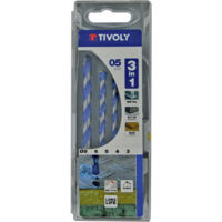 Tivoly • Box mit 5 3in1-Mehrmaterialbohrern Ø 3 bis 8 mm