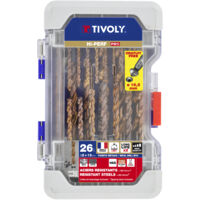 Tivoly • PRO-Box 26 Stück • 25 selbstzentrierende HSS-Metallbohrer Ø2 mm bis Ø13 mm • HSS-Senker Ø16,5 mm • Lange Lebensdauer • Hergestellt in Frankreich • Für die Bearbeitung von widerstandsfähigem S