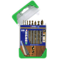 Tivoly • Box mit 8 abgestuften Technik-Holzbohrern mit Ø2-3-4-5-6-7-8-10 mm
