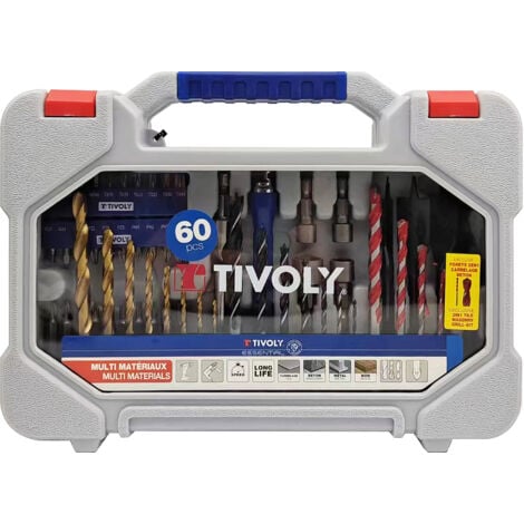 Tivoly • Valigetta 60pz T60 Per Forare Metallo, Legno, Cemento, Piastrelle e Avvitare