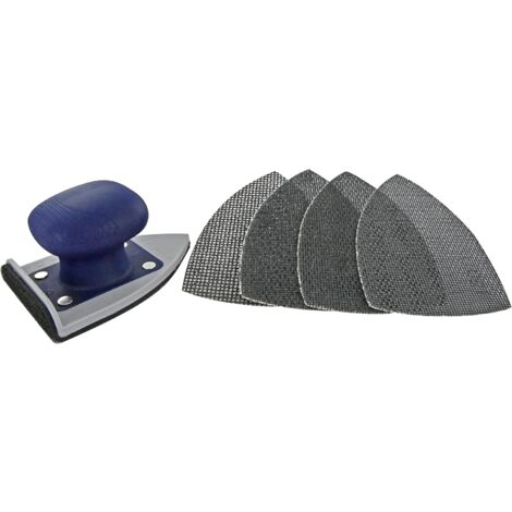 Tivoly • Set Blocco Abrasivo Angolare 93x135mm Autobloccante, ergonomico + 4 Fogli Abrasivi Rete al Carburo di Silicio Grane Assortite