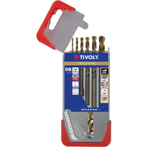 Tivoly • Scatola da 6 Punte Graduate Metal Cobalt Technic contenenti Ø2-3-4-5-6mm