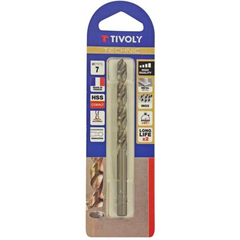 Tivoly • 1 Punta Graduata Metal Cobalt Technic D7mm, in acciaio al cobalto di alta qualità e affilatura “Cross Point”, per una foratura rapida e precisa.