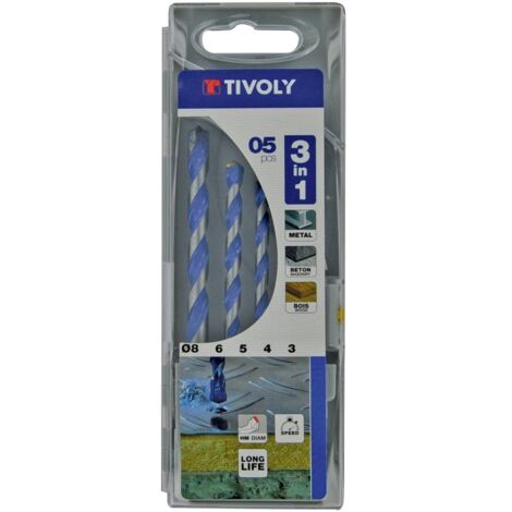 Tivoly • Confezione da 5 frese multimateriale 3in1 Ø da 3 a 8 mm (1/3)