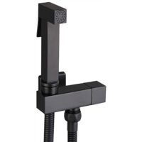 OihPaw Douchette pour robinet - Ensemble de douche de toilette en laiton noir - Pulvérisateur de bidet à main mural - Nettoyage des toilettes