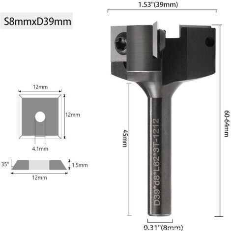 Frese Per Superfici Di Spoilboard CNC, Gambo Da 1/4 Di Pollice Diametro Di Taglio 1 Punta Per Spianatura Di Lastre~p121927752