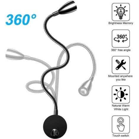 Powodzenia Lámpara De Lectura Led Lámpara De Cama Luz De Trabajo De Lectura Con Cuello De Cisne Flexible Blanco Fr O C Lido Ac85 265v 1w 3w 1pc Warm