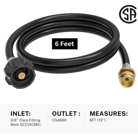 Adaptador de manguera de propano de 6 pies con medidor de tanque de propano para Weber Q1200, parrilla de propano 1000, manguera convertidora de propano de 1 libra a 20 libras