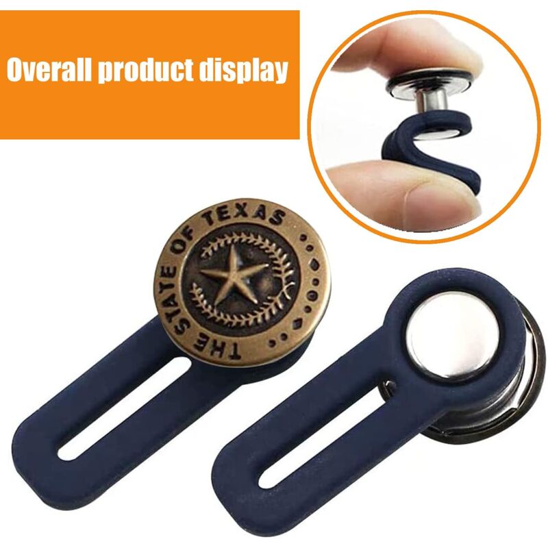 Set Di 8 Estensori Per Vita Jeans - Bottoni Elastici In Metallo Per Allargare Pantaloni E Gonne (blu) - Foto 2