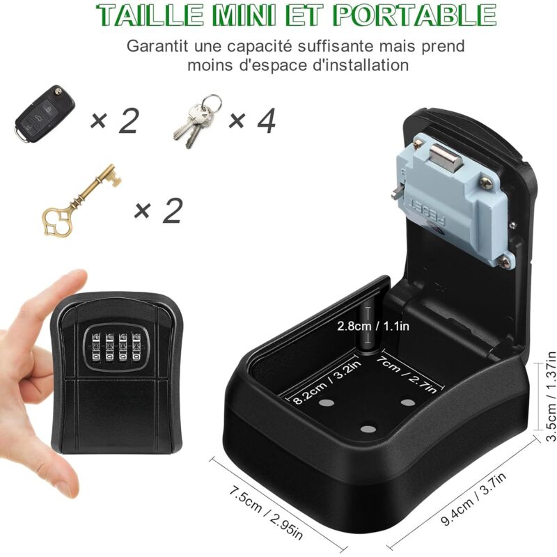 Cassetta Sicurezza Chiavi Txeouse 2 Pezzi - Cassaforte Digitale 4 Cifre Da Esterno - Foto 12