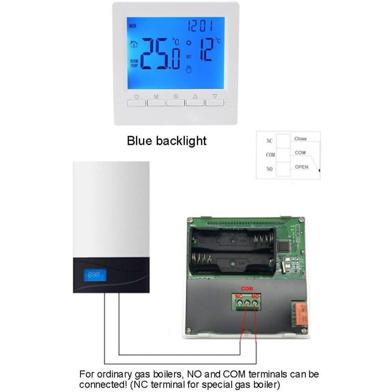 Caldaia A Condensazione Bosch Termostato Digitale Per Riscaldamento A Pavimento/parete - Display LED Blu, Modello #a30, Controllo Temperatura Ambiente Preciso Termometro Infrarossi - Foto 4