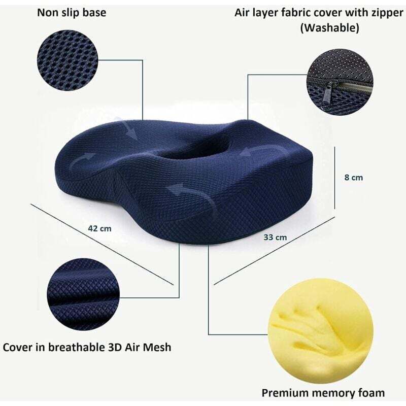 Cuscino Ergonomico Per Sedile, In Memory Foam, Allevia La Schiena E Il Coccige Cuscino Ortopedico In Memory Foam Per Sedia Da Ufficio Auto Sedia A Rotelle 85148509 - Foto 12