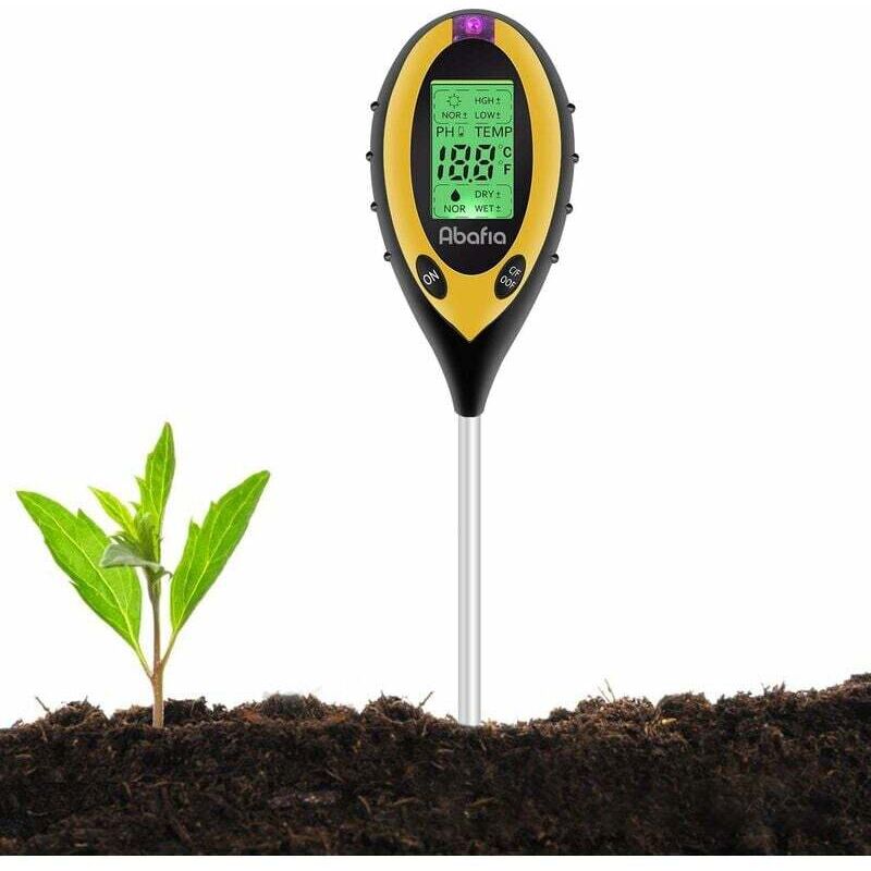 Misuratore PH Terreno 4 In 1 BURMONG – Rileva Umidità, PH, Temperatura E Luce Solare, Con Display LCD Retroilluminato, Ideale Per Giardini E Serre