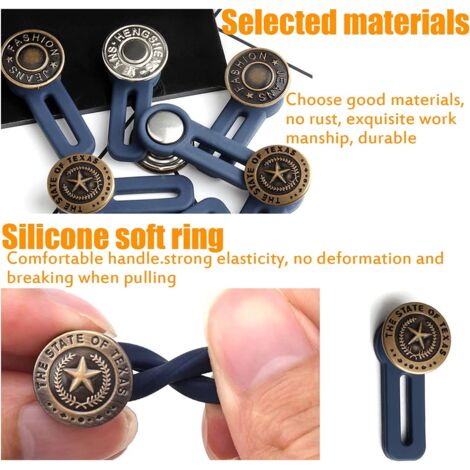 Set Di 8 Estensori Per Vita Jeans - Bottoni Elastici In Metallo Per Allargare Pantaloni E Gonne (blu) - Foto 3